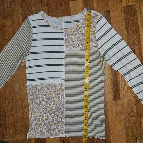 American Eagle Patchwork Floral & Stripe Long Sleeve Top Small - Picture 6 of 11